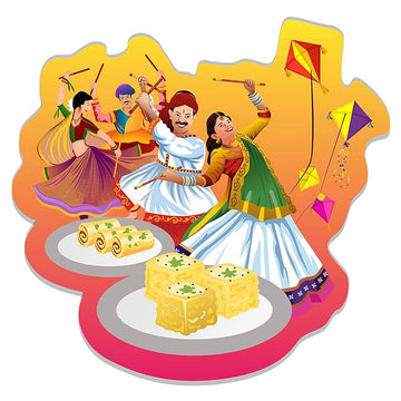 Vibrant Gujarat Culture Magnet – Navratri Dance, Kites & Cuisine Souvenir