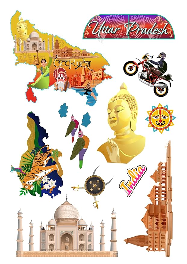 Uttar Pradesh India Educational Stickers