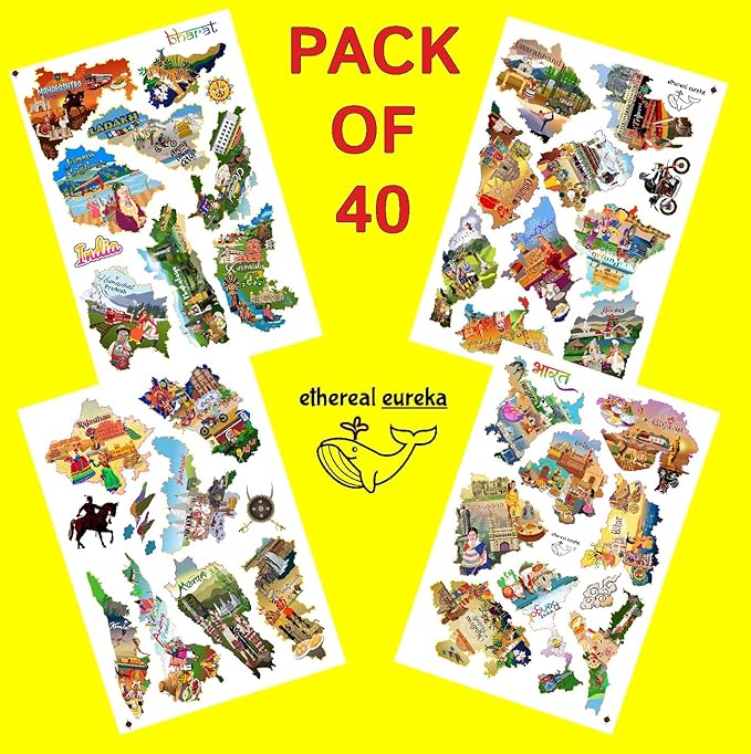 India Heritage State-Shaped Educational Sticker Set