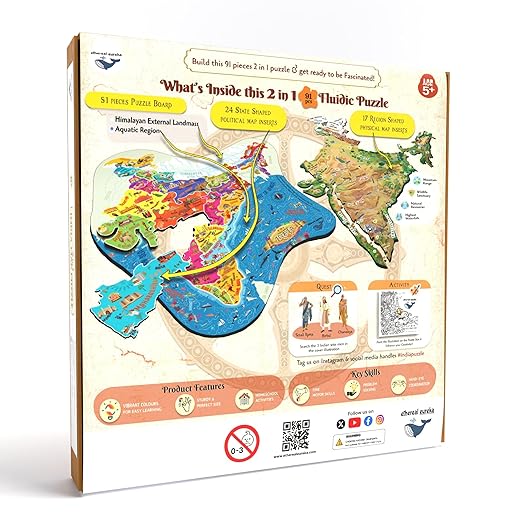 India Geography Puzzle for Kids – 91-Piece Jigsaw with Fun Learning Quest