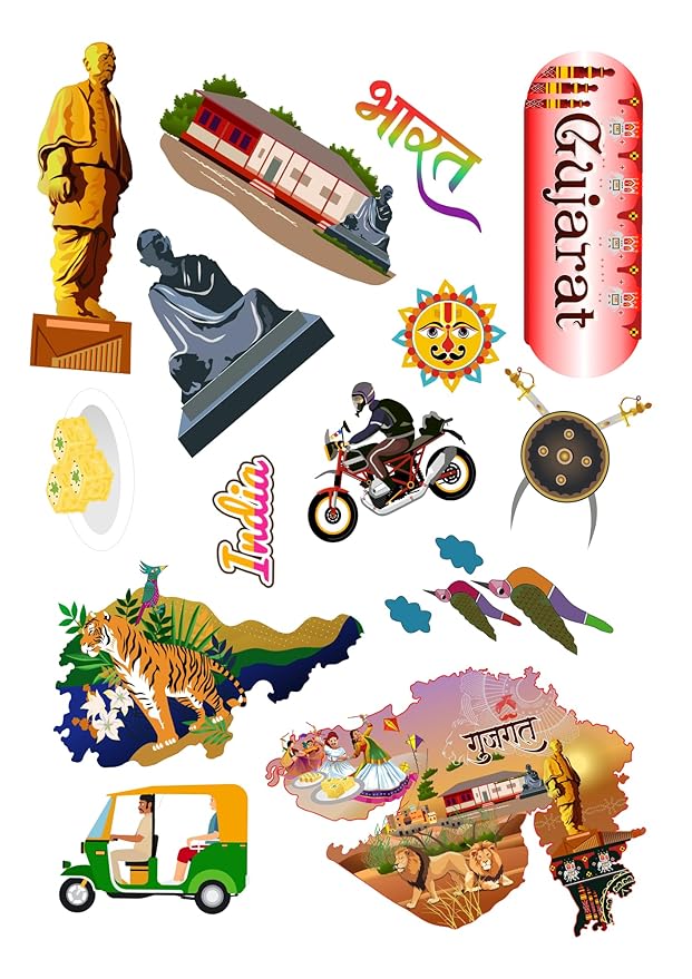 Gujarat India Educational Stickers